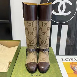 GUCCI GG CANVARS HARNESS LONG BOOTS - 구찌 GG 캔버스 하네스 롱 부츠