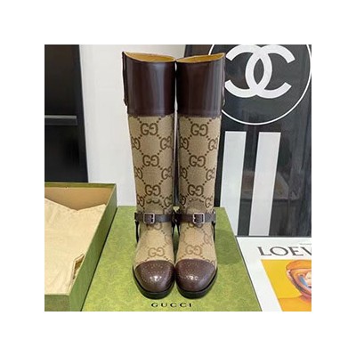 GUCCI GG CANVARS HARNESS LONG BOOTS - 구찌 GG 캔버스 하네스 롱 부츠