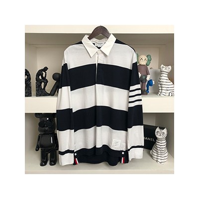 THOM BROWNE POLO ARMBAND COLLAR T-SHIRT - 톰브라운 사선완장 폴로 카라 티셔츠