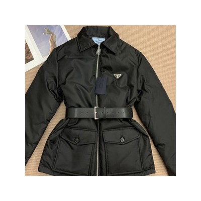 PRADA RE-NYLON DOWN JACKET WITH BELT - 프라다 리나일론 다운 자켓 위드 벨트