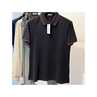 SALVATORE FERRAGAMO LOGO COLLAR T SHIRT - 살바토레 페레가모 로고 카라 반팔 티셔츠