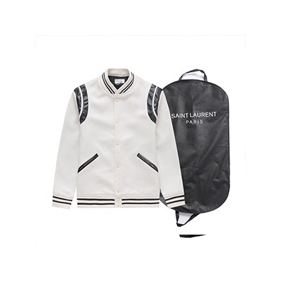 SAINT LAURENT TEDDY VARSITY BOMBER JACKET - 생로랑 테디 바시티 봄버 자켓