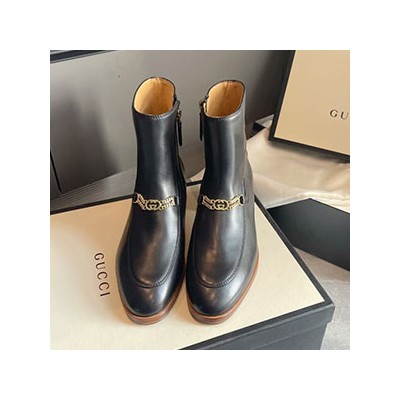 GUCCI INTERLOCKING GG CHAIN ANKLE BOOTS - 구찌 인터로킹 GG 체인 앵클 부츠