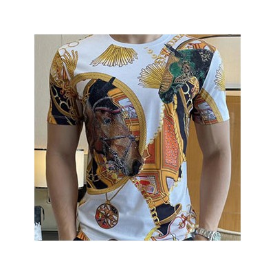 HERMES MEN'S SHORT SLEEVE T-SHIRT - 에르메스 남성용 반팔티