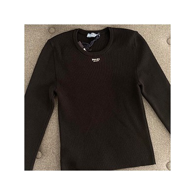 PRADA LOGO LADY KNIT SHIRT - 프라다 로고 여성용 니트 티셔츠