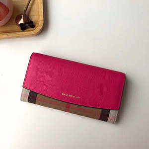 BURBERRY CHECK LEATHER WALLET - 버버리 체크 가죽 장지갑