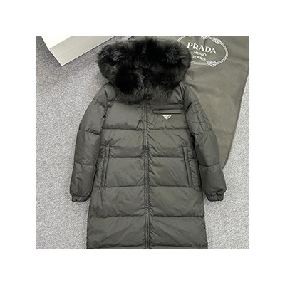 PRADA RE-NYLON GABARDINE HOOD PER LONG PADDING - 프라다 리나일론 개버딘 후드퍼 롱패딩