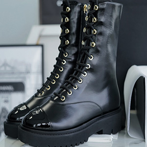 CHANEL CAP TOE LACE UP COMBAT BOOTS - 샤넬 캡토 컴뱃 부츠