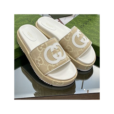 GUCCI JUMBO GG PLATFORM SANDAL - 구찌 점보 GG 플랫폼 샌들