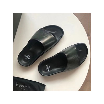 BERLUTI EGIO LEATHER SLIPPER - 벨루티 에지오 스탬프 레더 슬리퍼