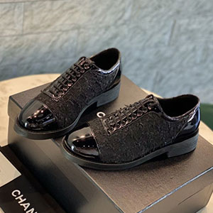 CHANEL DOUBLE CAP TOE LADY OXFORD - 샤넬 더블 캡 토 트위드 옥스포드