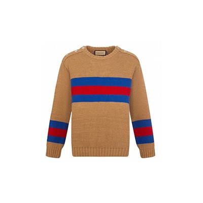 GUCCI STRIPED WOOL BLEND JUMPER - 구찌 스트라이프 울 블렌드 점퍼