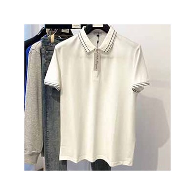 SALVATORE FERRAGAMO LOGO COLLAR T SHIRT - 살바토레 페레가모 로고 카라 반팔 티셔츠