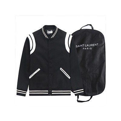 SAINT LAURENT TEDDY VARSITY BOMBER JACKET - 생로랑 테디 바시티 봄버 자켓