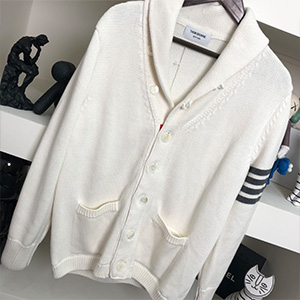 THOM BROWNE KNIT CARDIGAN - 톰브라운 사선완장 니트 가디건