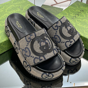 GUCCI JUMBO GG PLATFORM SANDAL - 구찌 점보 GG 플랫폼 샌들