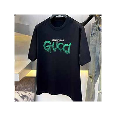 GUCCI X BALENCIAGA LOGO T-SHIRT - 구찌 X 발렌시아가 로고 반팔 티셔츠