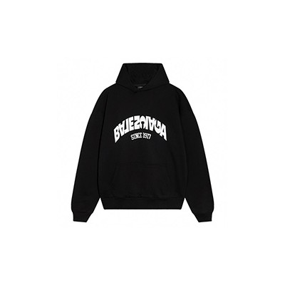 BALENCIAGA LOGO HOOD SHIRT - 발렌시아가 테이프 타입 후드 긴팔티셔츠