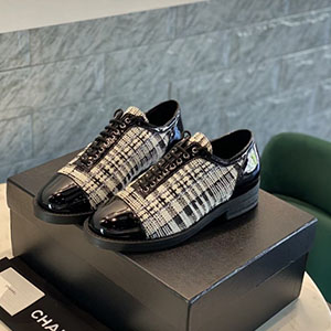 CHANEL DOUBLE CAP TOE LADY OXFORD - 샤넬 더블 캡 토 트위드 옥스포드