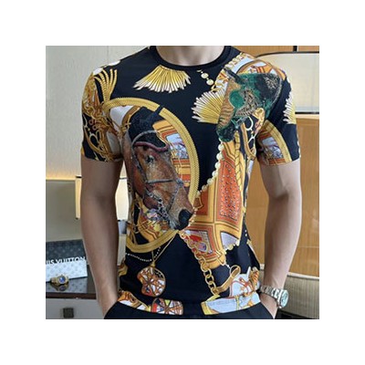 HERMES MEN'S SHORT SLEEVE T-SHIRT - 에르메스 남성용 반팔티