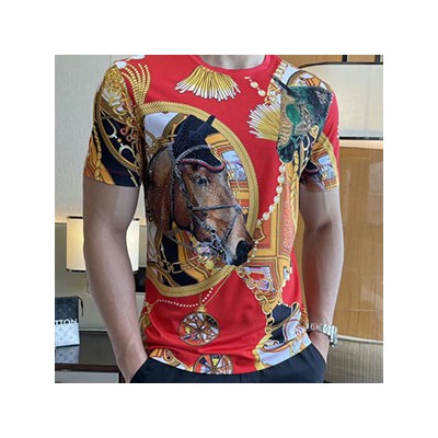 HERMES MEN'S SHORT SLEEVE T-SHIRT - 에르메스 남성용 반팔티