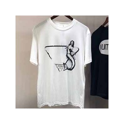 PRADA MERMAID T-SHIRT - 프라다 인어 프린팅 반팔 티셔츠