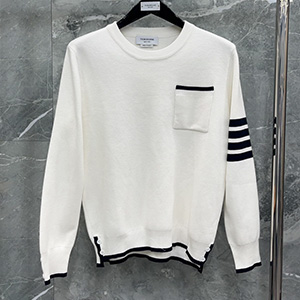 THOM BROWN KNIT T-SHIRT - 톰브라운 사선완장 니트 티셔츠