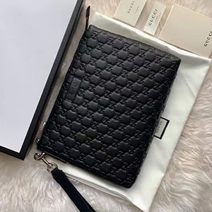  GUCCI SIGNATURE SOFT CLUTCH BAG - 구찌 시그니처 소프트 클러치백