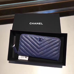 CHANEL CHEVRON ZIP AROUND WALLET - 샤넬 쉐브론 지퍼 장지갑