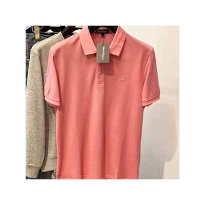 SALVATORE FERRAGAMO LOGO COLLAR T SHIRT - 살바토레 페레가모 로고 카라 반팔 티셔츠