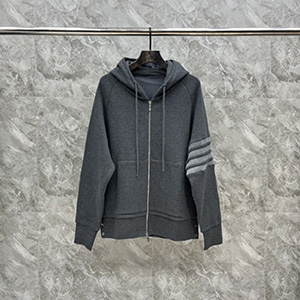 THOM BROWN KNIT HOOD JIP UP - 톰브라운 니트 후드 집업