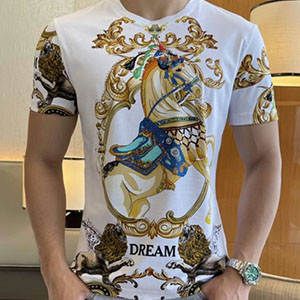 HERMES MEN'S SHORT SLEEVE T-SHIRT - 에르메스 남성용 반팔티