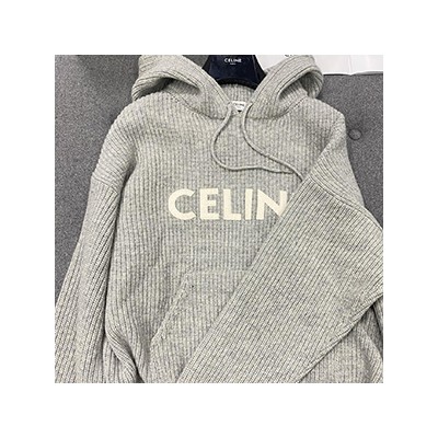 CELINE LOGO HOOT KNIT SWEATER - 셀린느 후드 니트 스웨터