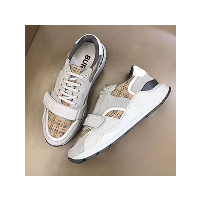 BURBERRY CHECK LOGO VELCRO SNEAKERS - 버버리 체크 로고 벨크로 스니커즈