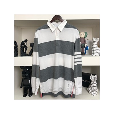 THOM BROWNE POLO ARMBAND COLLAR T-SHIRT - 톰브라운 사선완장 폴로 카라 티셔츠