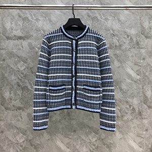 THOM BROWN CREW NECK WOOL BLEND CARDIGAN - 톰브라운 크루넥 울 브렌드 가디건